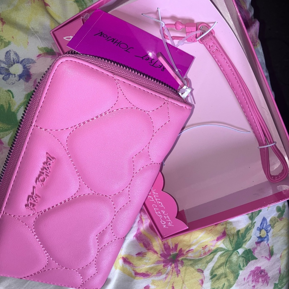 Betsey Johnson Pink Heart Embossed Wallet